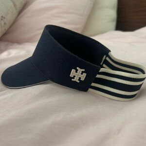 Tory Burch sport visor, navy blue and white